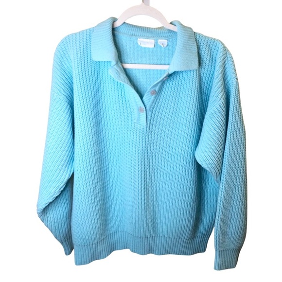Vintage Sweaters - Vintage Contemporary Casuals Ocean Blue Cozy Sweater size Large
